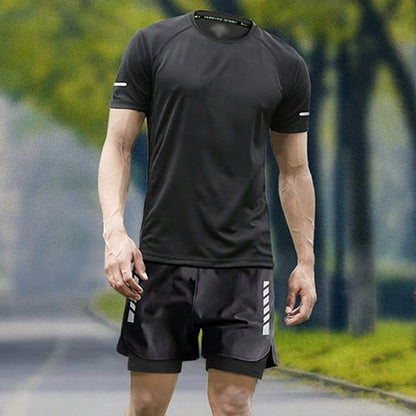 💥New Arrivals & Special Offers-Men's Cooling Short-Sleeve Shirt and Shorts Sports Set