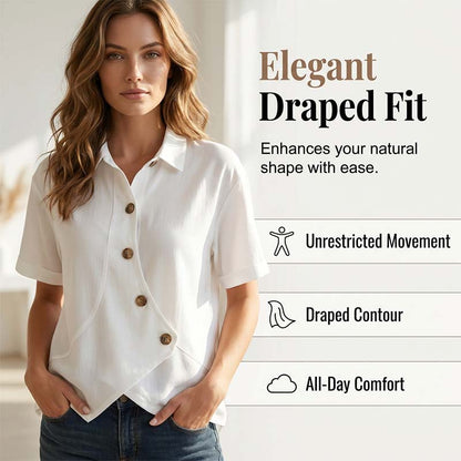 📢📢50% off new arrivals-Women's Asymmetrical Button-Up Short Sleeve Shirt