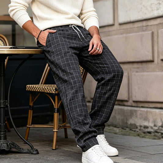 🔥2026 New Arrival ＆ Hot Sale ＆ 50％ Off🔥Men's Plus Size Plaid Drawstring Trousers
