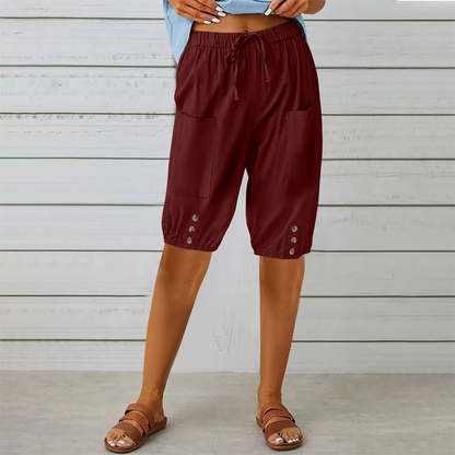 Women's Capri Pants with Drawstring Waist