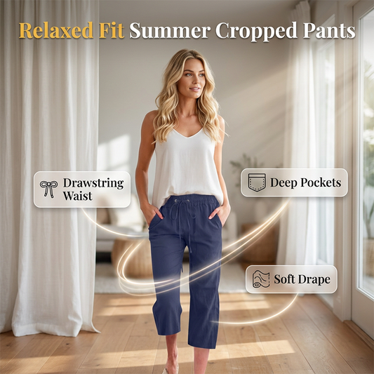 🔥New Arrivals & Special Offers-Women's Casual Cotton Linen Capri Pants with Pockets