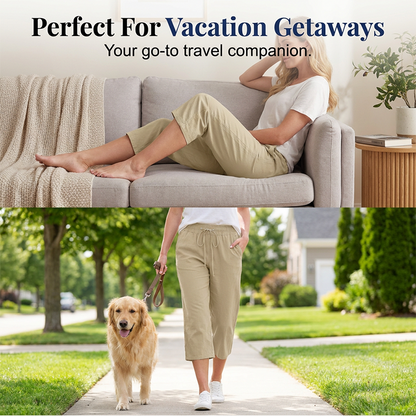 🔥New Arrivals & Special Offers-Women's Casual Cotton Linen Capri Pants with Pockets