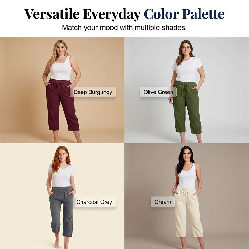 🔥New Arrivals & Special Offers-Women's Casual Cotton Linen Capri Pants with Pockets