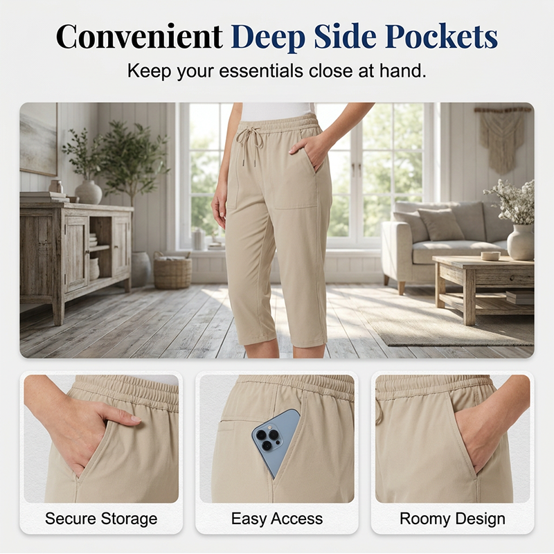 🔥New Arrivals & Special Offers-Women's Casual Cotton Linen Capri Pants with Pockets