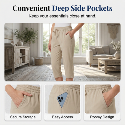 🔥New Arrivals & Special Offers-Women's Casual Cotton Linen Capri Pants with Pockets