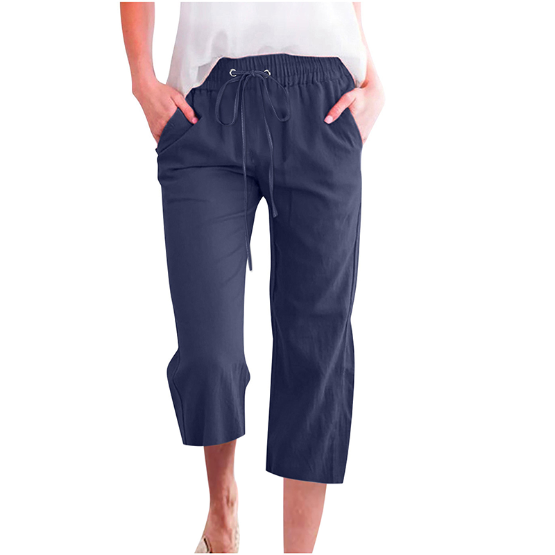 🔥New Arrivals & Special Offers-Women's Casual Cotton Linen Capri Pants with Pockets