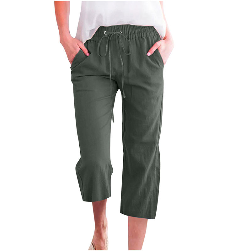 🔥New Arrivals & Special Offers-Women's Casual Cotton Linen Capri Pants with Pockets