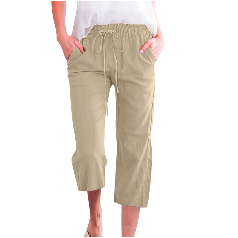 🔥New Arrivals & Special Offers-Women's Casual Cotton Linen Capri Pants with Pockets
