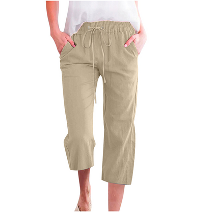 🔥New Arrivals & Special Offers-Women's Casual Cotton Linen Capri Pants with Pockets