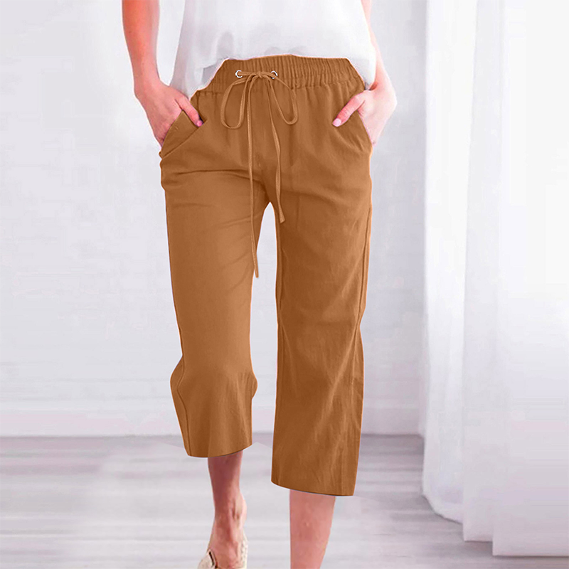 🔥New Arrivals & Special Offers-Women's Casual Cotton Linen Capri Pants with Pockets