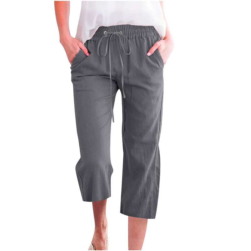 🔥New Arrivals & Special Offers-Women's Casual Cotton Linen Capri Pants with Pockets