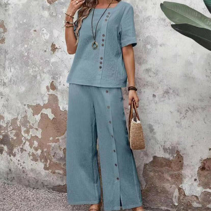 🔥🔥50% off new arrivals-Women's Casual Top & Wide-Leg Pants 2-Piece Set