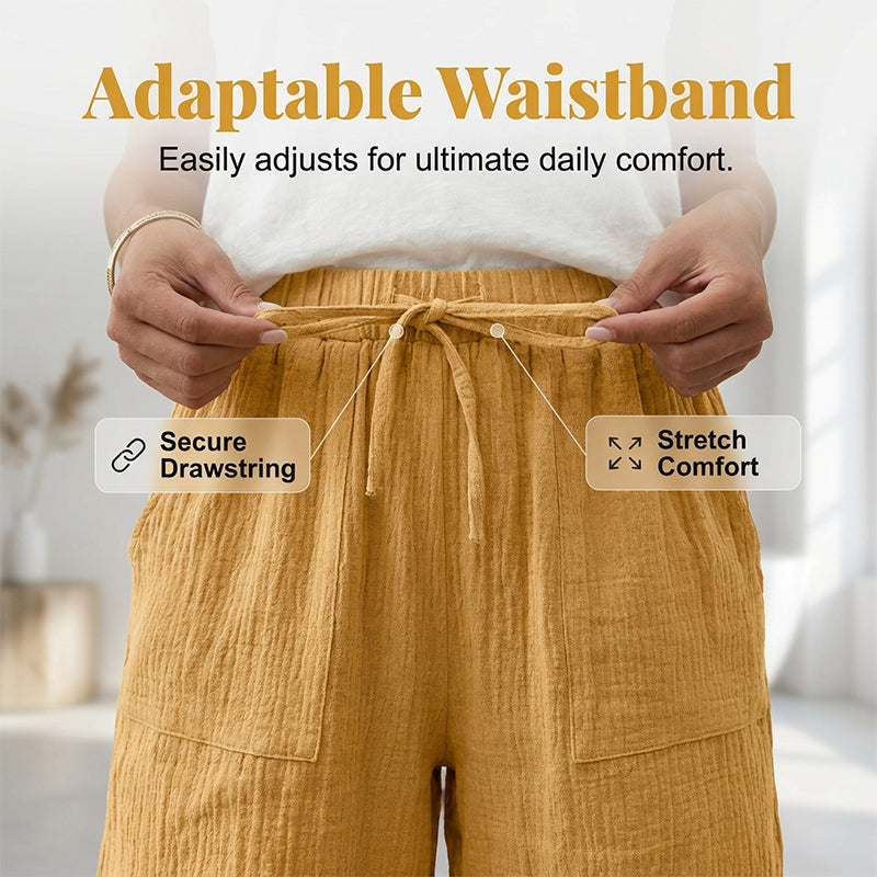 🔥New Arrivals & Special Offers-Women's Cotton Linen High-Waist Elastic Shorts