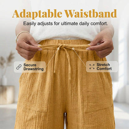 🔥New Arrivals & Special Offers-Women's Cotton Linen High-Waist Elastic Shorts