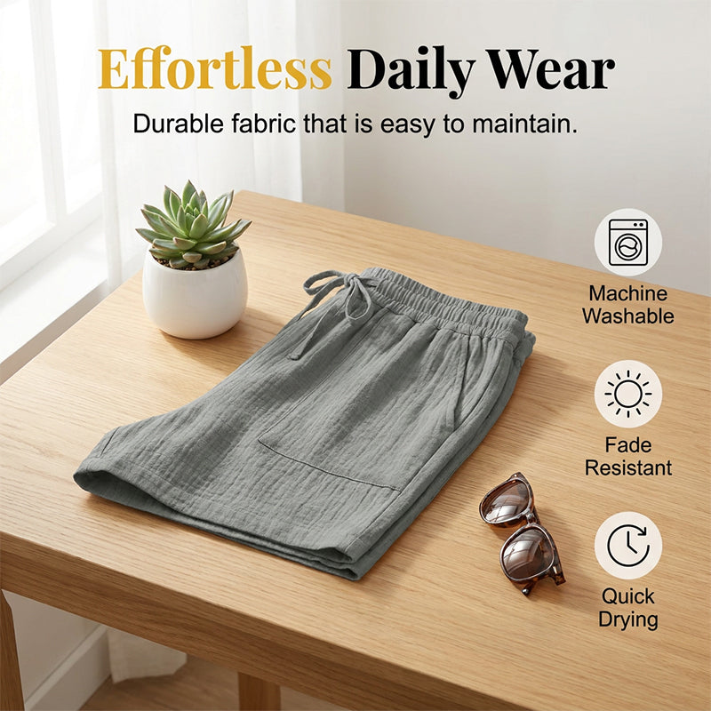 🔥New Arrivals & Special Offers-Women's Cotton Linen High-Waist Elastic Shorts