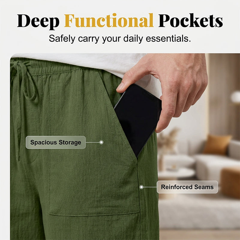 🔥New Arrivals & Special Offers-Women's Cotton Linen High-Waist Elastic Shorts
