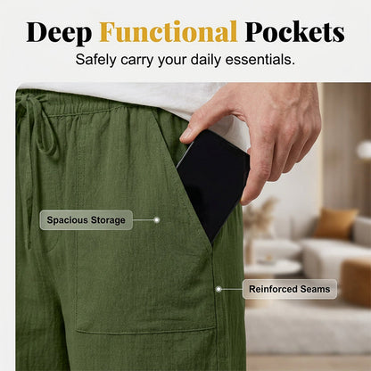 🔥New Arrivals & Special Offers-Women's Cotton Linen High-Waist Elastic Shorts