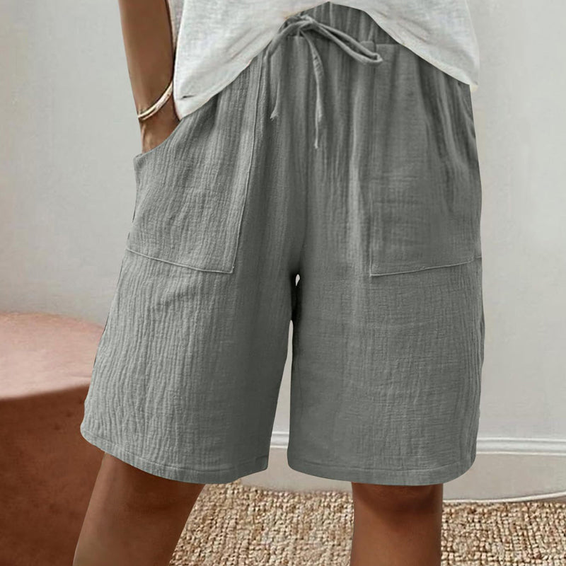 🔥New Arrivals & Special Offers-Women's Cotton Linen High-Waist Elastic Shorts