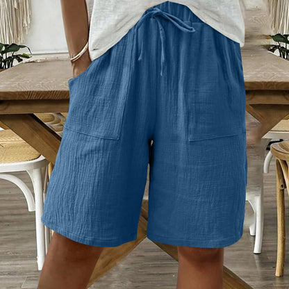 🔥New Arrivals & Special Offers-Women's Cotton Linen High-Waist Elastic Shorts