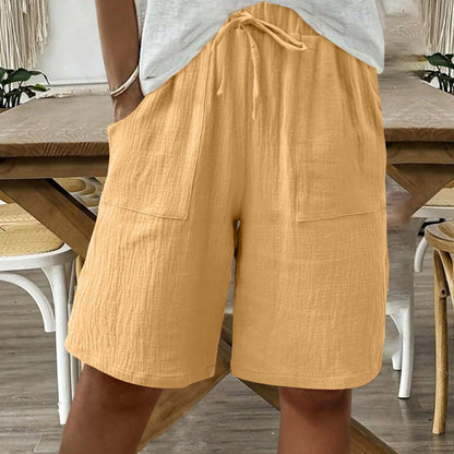 🔥New Arrivals & Special Offers-Women's Cotton Linen High-Waist Elastic Shorts