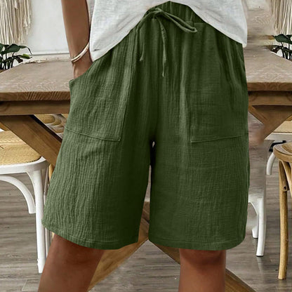 🔥New Arrivals & Special Offers-Women's Cotton Linen High-Waist Elastic Shorts