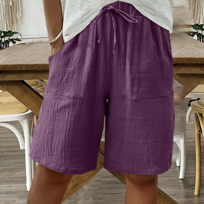 🔥New Arrivals & Special Offers-Women's Cotton Linen High-Waist Elastic Shorts