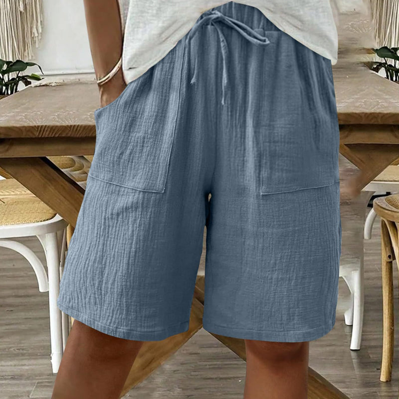 🔥New Arrivals & Special Offers-Women's Cotton Linen High-Waist Elastic Shorts