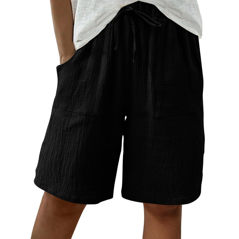 🔥New Arrivals & Special Offers-Women's Cotton Linen High-Waist Elastic Shorts