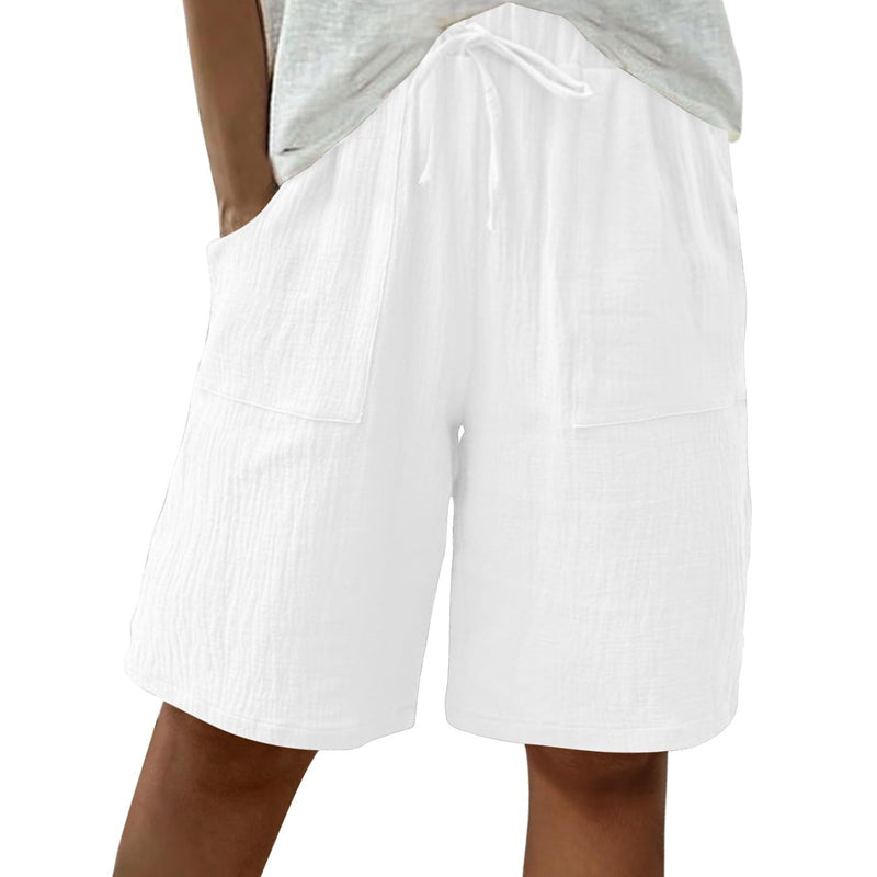 🔥New Arrivals & Special Offers-Women's Cotton Linen High-Waist Elastic Shorts