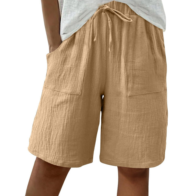 🔥New Arrivals & Special Offers-Women's Cotton Linen High-Waist Elastic Shorts