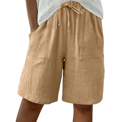 🔥New Arrivals & Special Offers-Women's Cotton Linen High-Waist Elastic Shorts