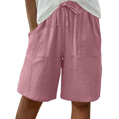 🔥New Arrivals & Special Offers-Women's Cotton Linen High-Waist Elastic Shorts