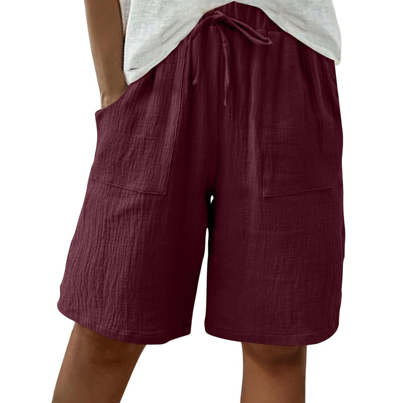 🔥New Arrivals & Special Offers-Women's Cotton Linen High-Waist Elastic Shorts