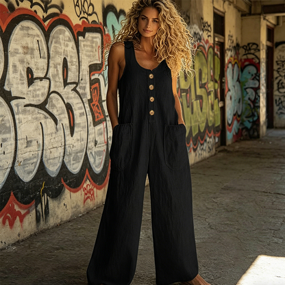 💥New Arrivals & Special Offers-Women's Sleeveless Wide-Leg Jumpsuit with Pockets