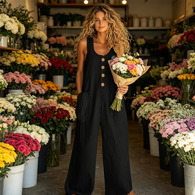 💥New Arrivals & Special Offers-Women's Sleeveless Wide-Leg Jumpsuit with Pockets