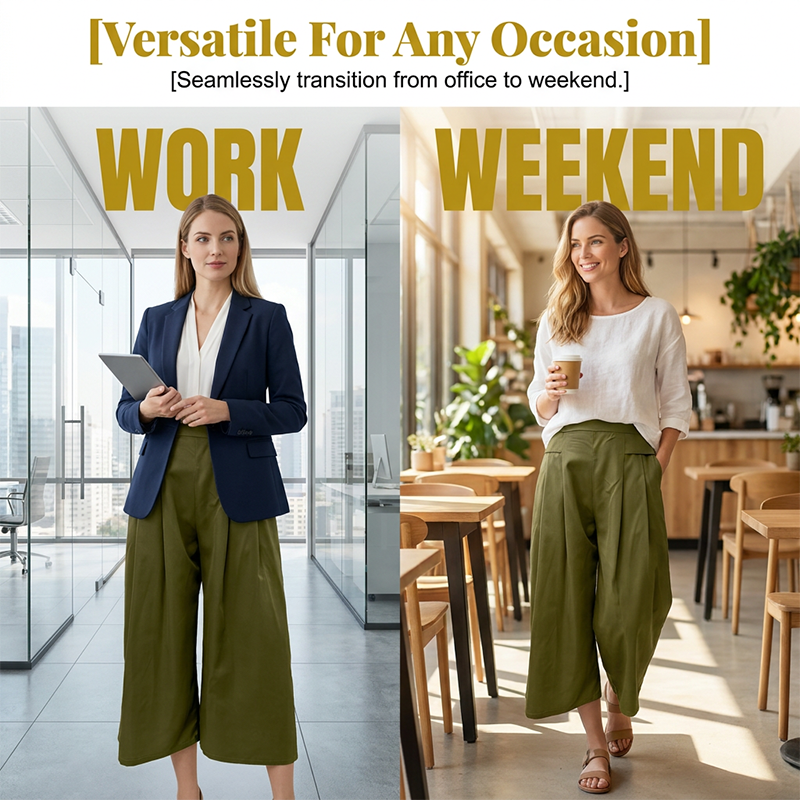 🔥New Arrivals & Special Offers-Women's High-Waist Pleated Wide-Leg Culottes