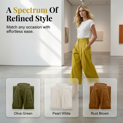 🔥New Arrivals & Special Offers-Women's High-Waist Pleated Wide-Leg Culottes