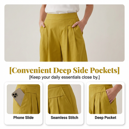 🔥New Arrivals & Special Offers-Women's High-Waist Pleated Wide-Leg Culottes