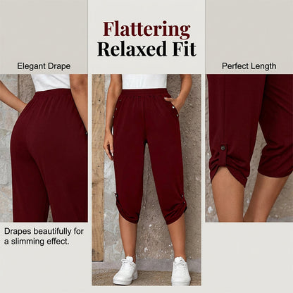🔥Limited-time offer-Women's Casual Elastic Waist Capri Pants