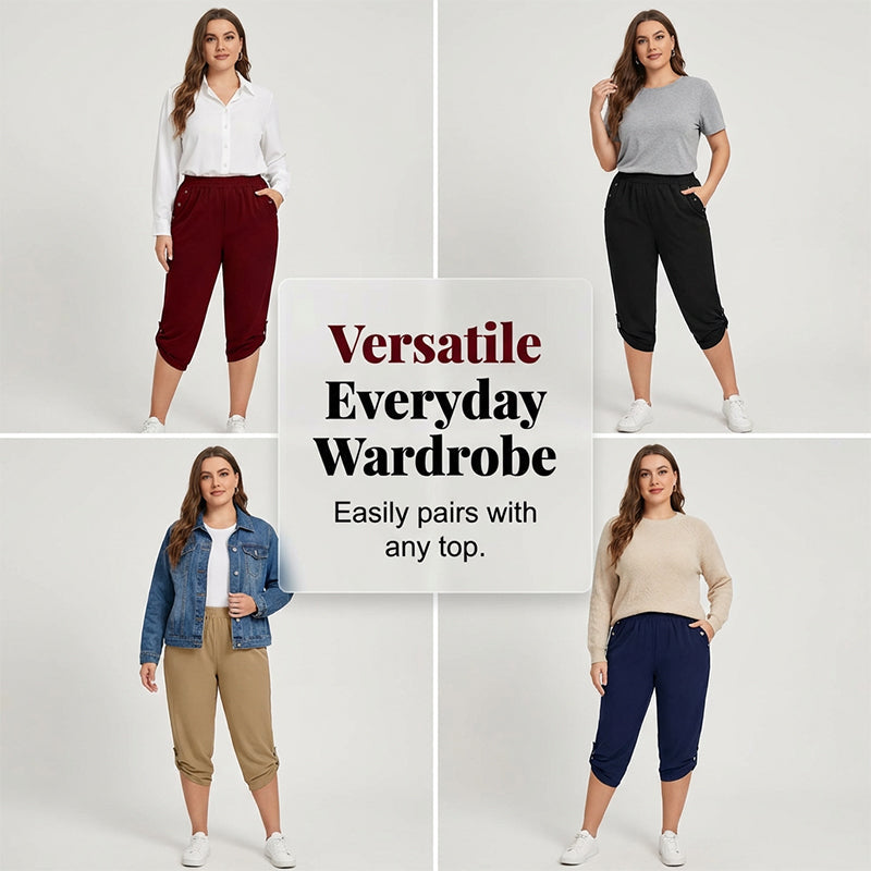 🔥Limited-time offer-Women's Casual Elastic Waist Capri Pants