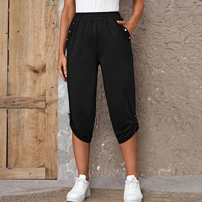 🔥Limited-time offer-Women's Casual Elastic Waist Capri Pants