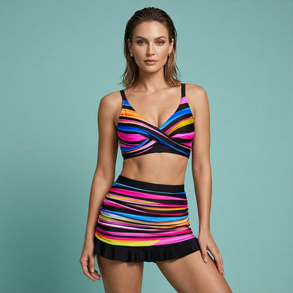 ⏳Time-Limited Special：Women's Striped Two-Piece Swimsuit