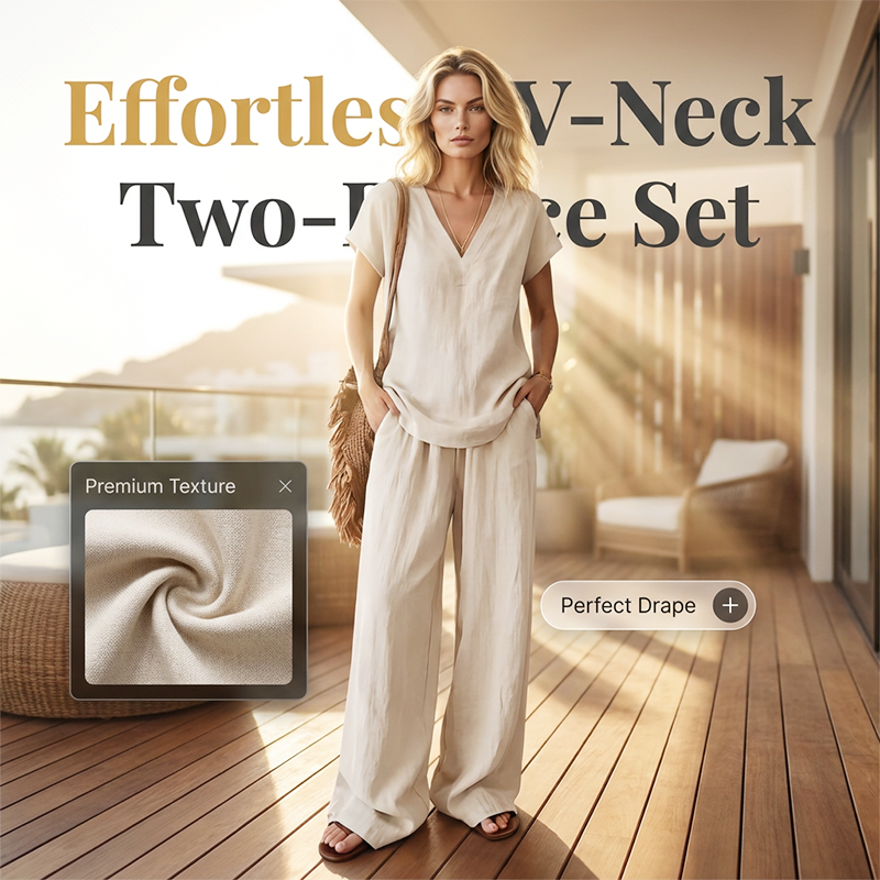 🔥Limited-time offer-Women's Casual V-Neck Two-Piece Set