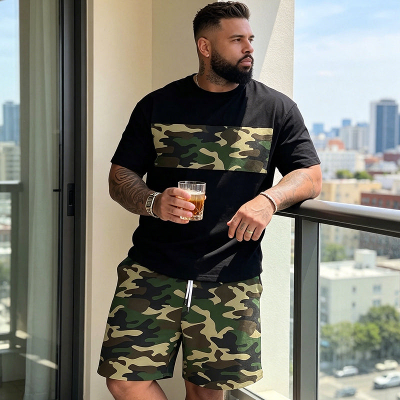 ⏳Time-Limited Special⏰Men's Camouflage Print T-Shirt & Shorts Set