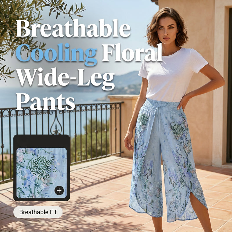 🍂New Arrivals & Special Offers-Women's Floral Print High-Waist Wide-Leg Pants