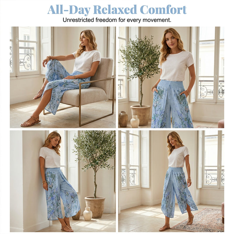 🍂New Arrivals & Special Offers-Women's Floral Print High-Waist Wide-Leg Pants