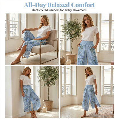 🍂New Arrivals & Special Offers-Women's Floral Print High-Waist Wide-Leg Pants