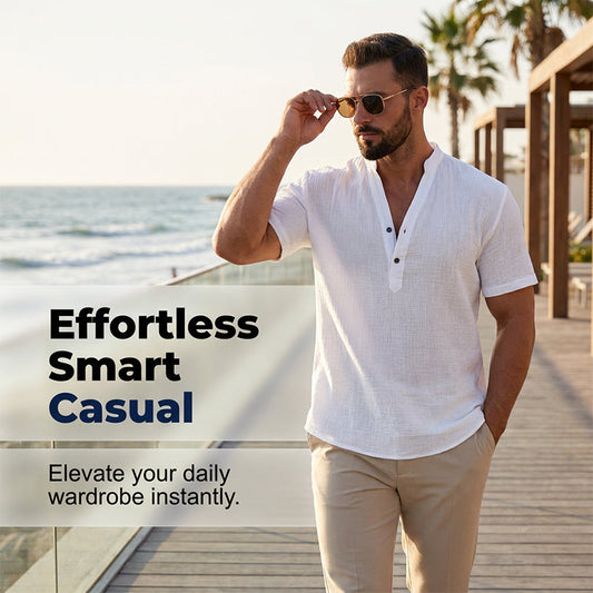 📢📢Hot Sale: 50% Off-Men's Casual Solid Color V-Neck Top