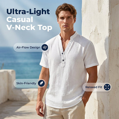 📢📢Hot Sale: 50% Off-Men's Casual Solid Color V-Neck Top