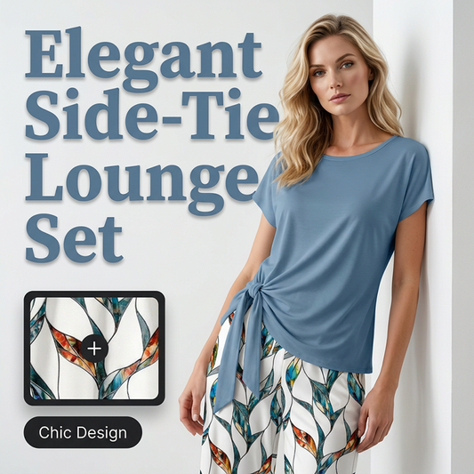 🔥Limited-time offer-Women's Side-Tie Top & Patterned Pants Set